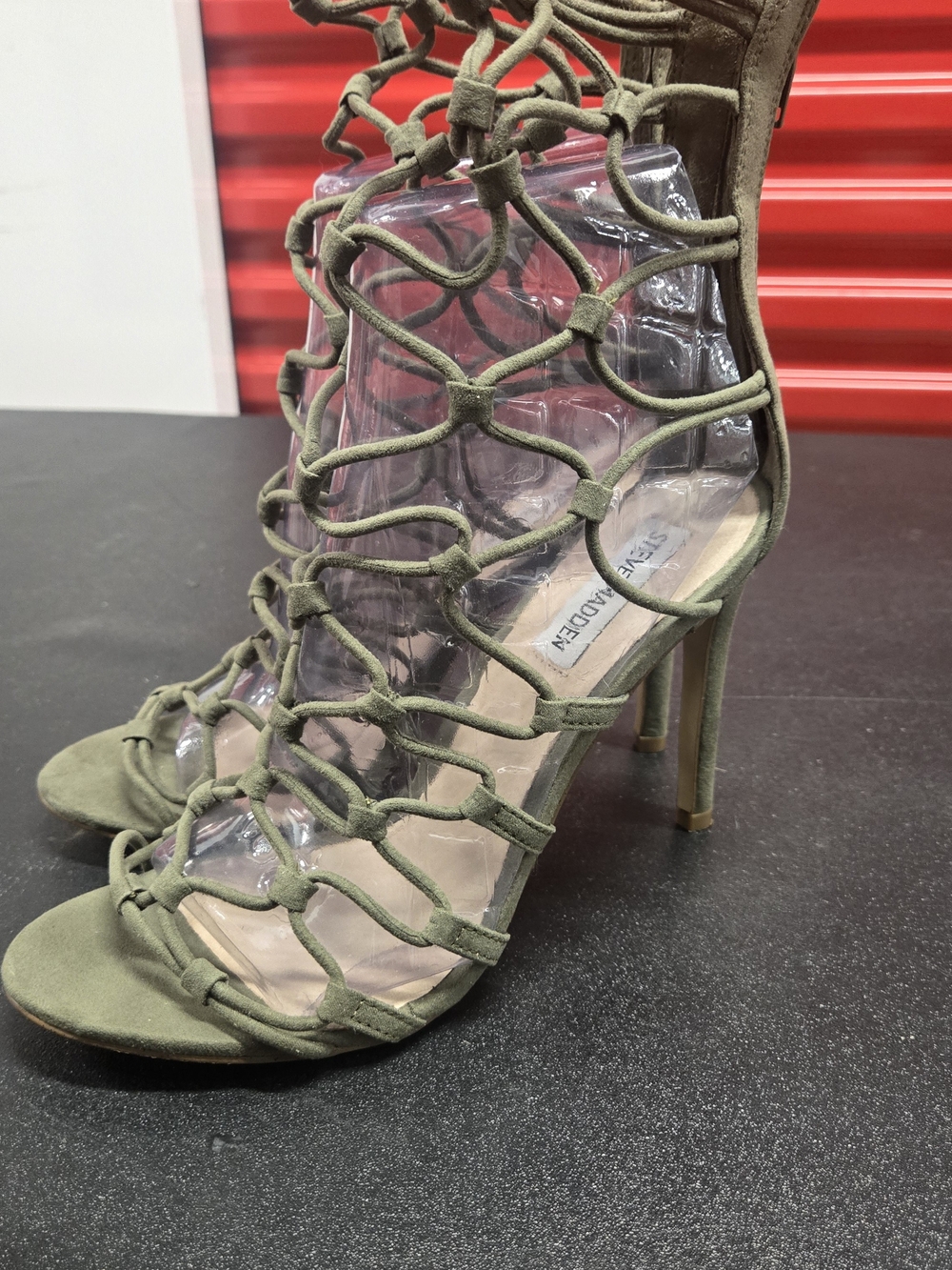 Steve Madden Olive Green Lace-Up High Heel Sandals Size 8.5